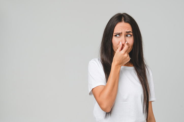 Woman Surrounded By Polluted Indoor Air